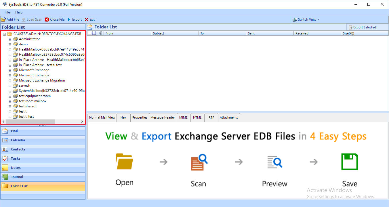 scanning EDB file