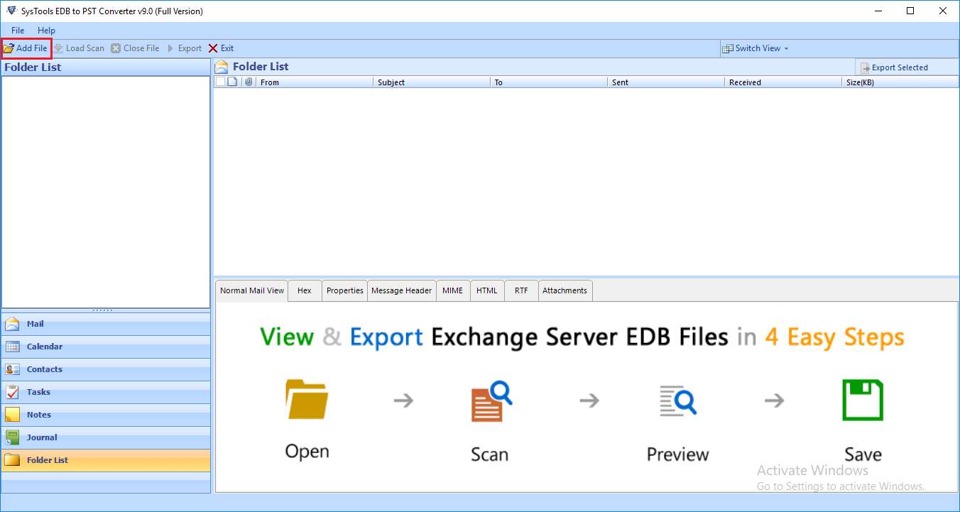 Welcome Screen- EDB to PST Converter Software